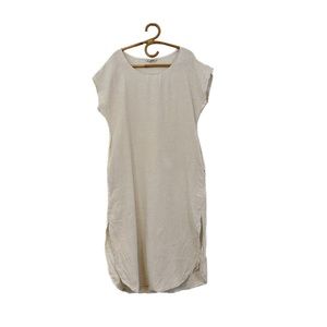 Peplum Co. |  100% Linen Short Sleeve Oatmeal Midi Dress Size S‎